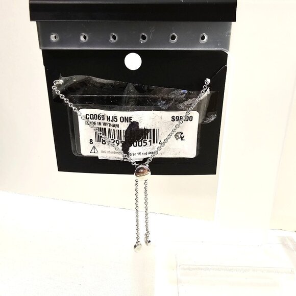 Coach Silver Rose Slider Bracelet‎ With Pink Crystal & Pearl Embellishments NWT - Picture 6 of 8